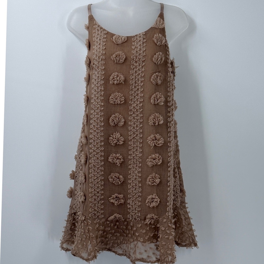 &merci Pom Pom Dress sz M Ruffle Hem coquette shabby chic cottagecore cutsie